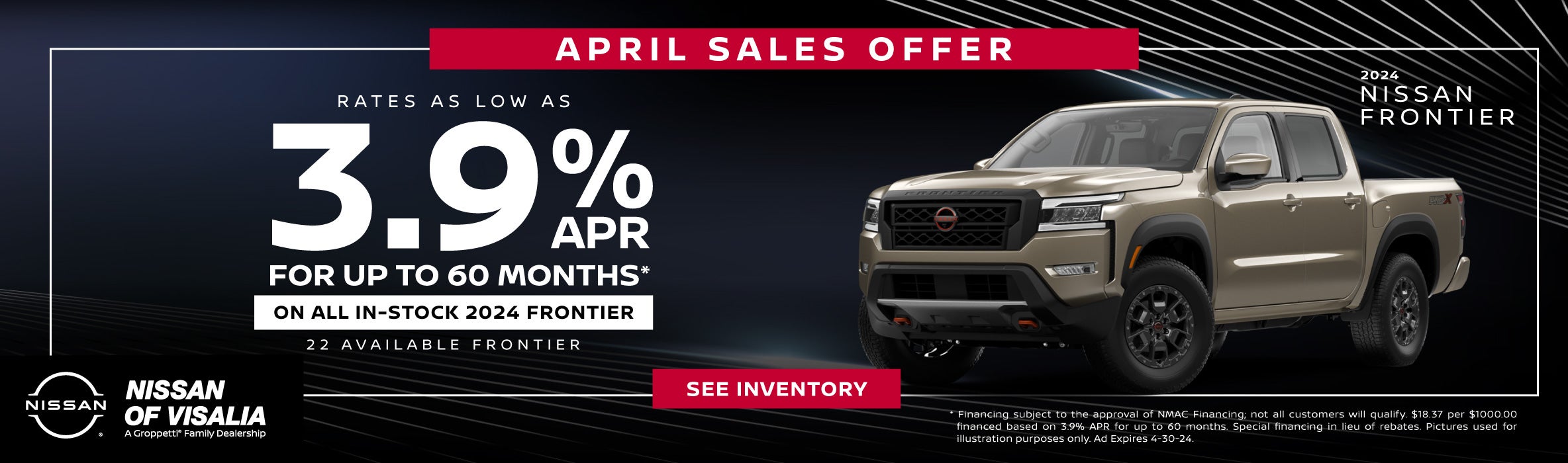 3.9% financing on 2024 Nissan Frontier