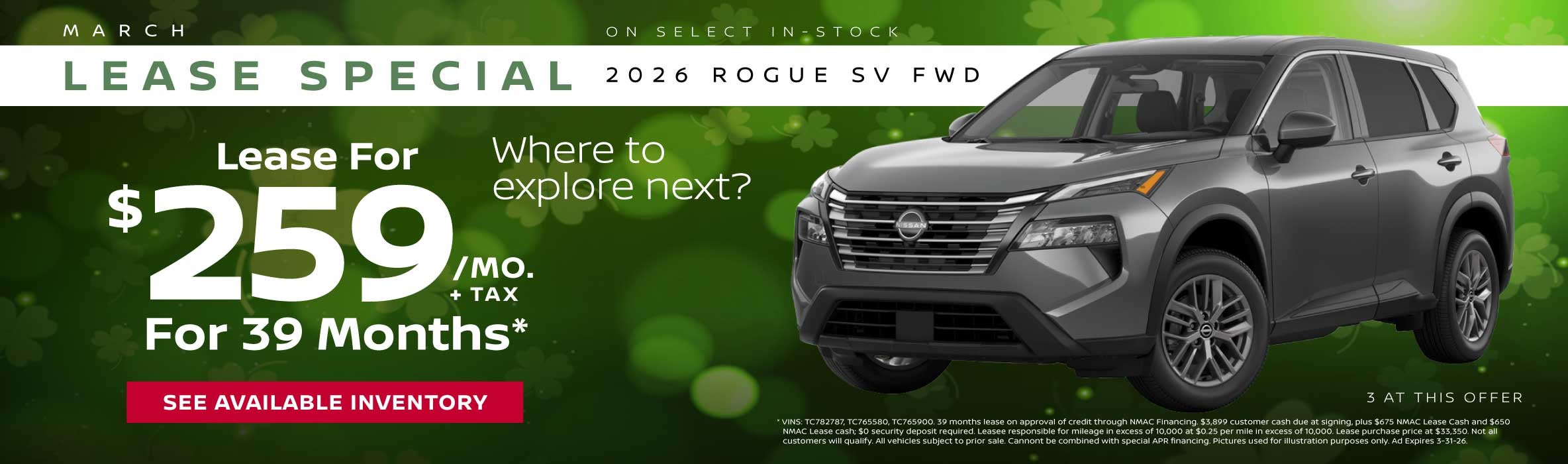 March Lease Special 2026 Rogue SV FWD