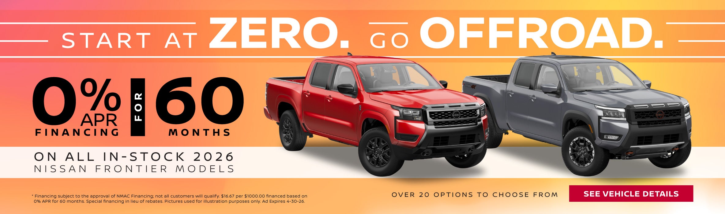 0% APR for 60 Months on in-stock 2026 Frontier Models