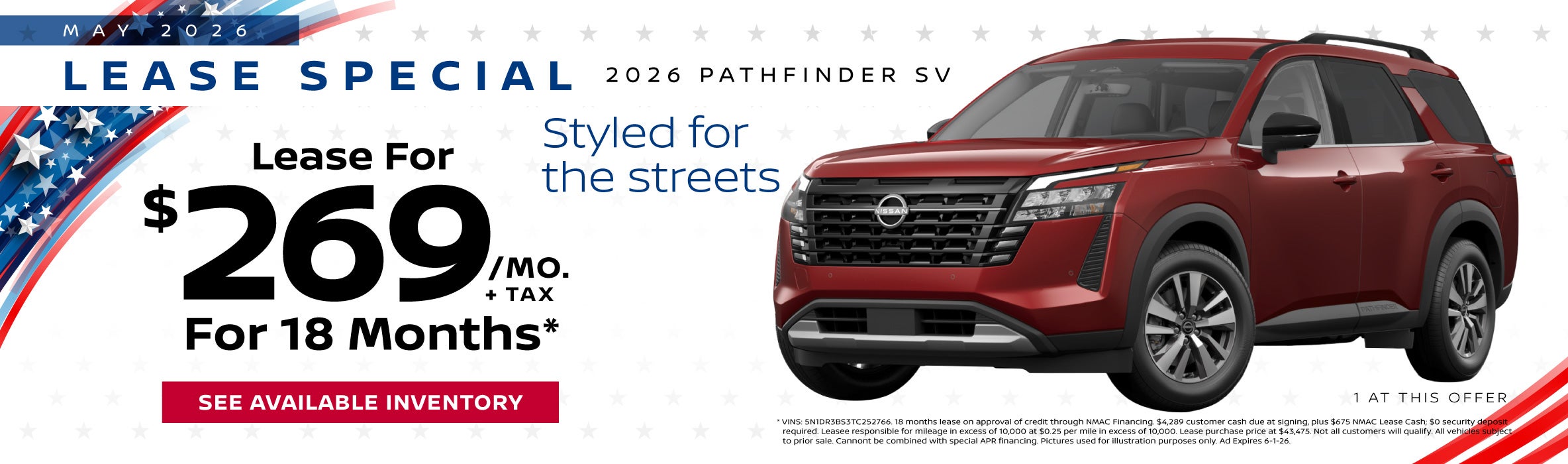 Lease the 2026 Nissan Pathfinder for 18 Months*