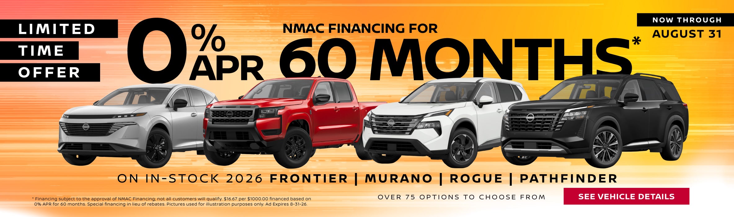 0% APR NMAC Financing for 60 Months