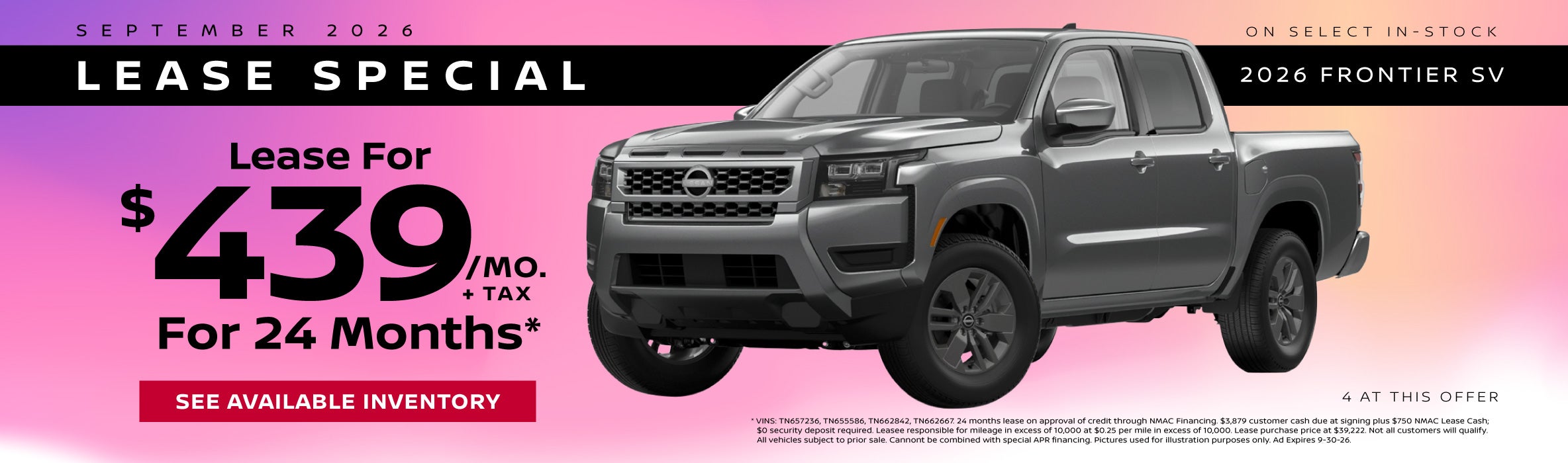 Lease the 2026 Nissan Frontier SV