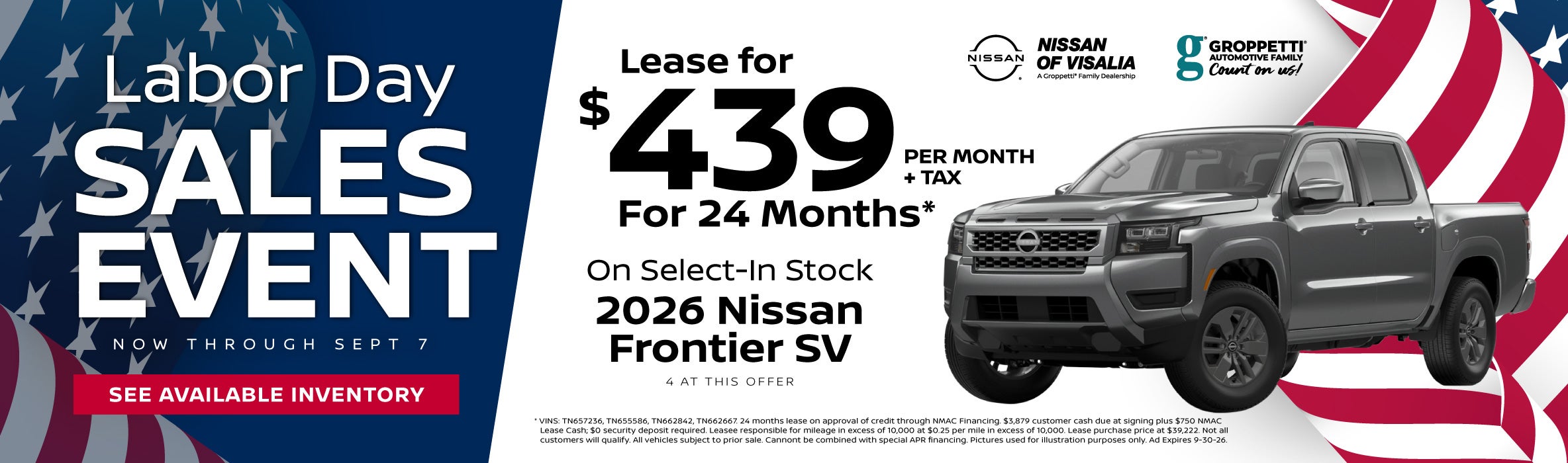 Labor Day Sales Event - 2026 Nissan Frontier SV